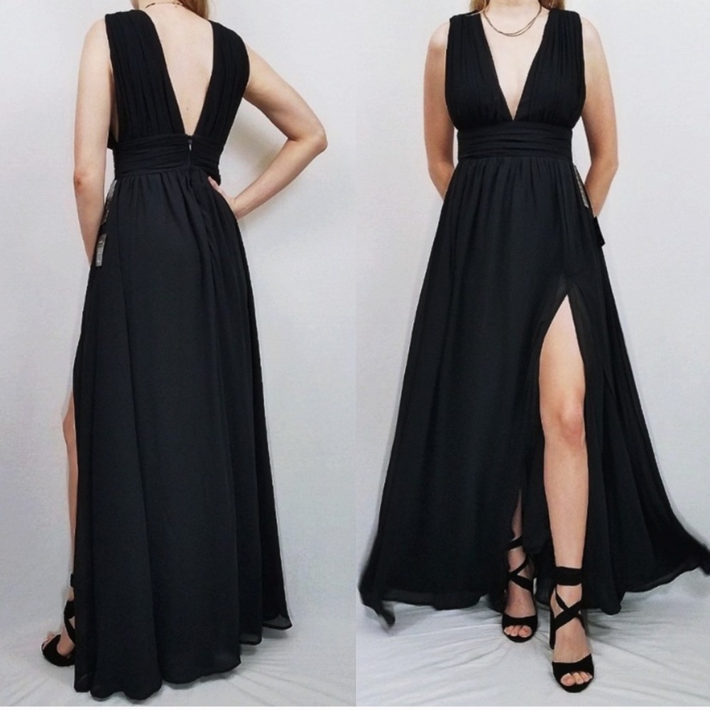 Lulus Heavenly Hues Black Maxi Dress Size Large